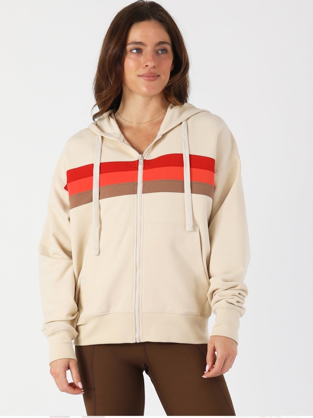 NWT Glyder Vintage Oversized Zip Up | Oatmilk/Scarlet/Hot Coral/Mocha | Size L